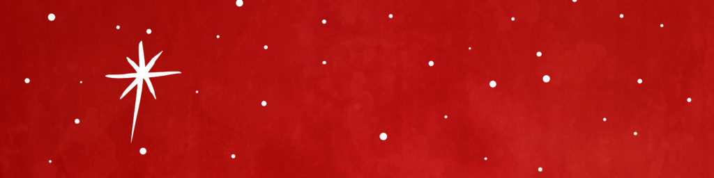 Red Advent website banner featuring a white star of Bethlehem and scattered white dots on deep red background.