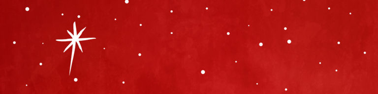 Red Advent website banner featuring a white star of Bethlehem and scattered white dots on deep red background.