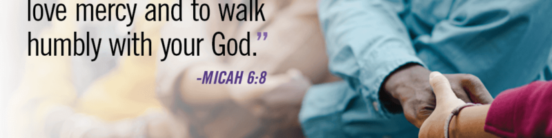 Peace with Justice Sunday graphic with the Micah 6:8 verse about doing justice and loving mercy